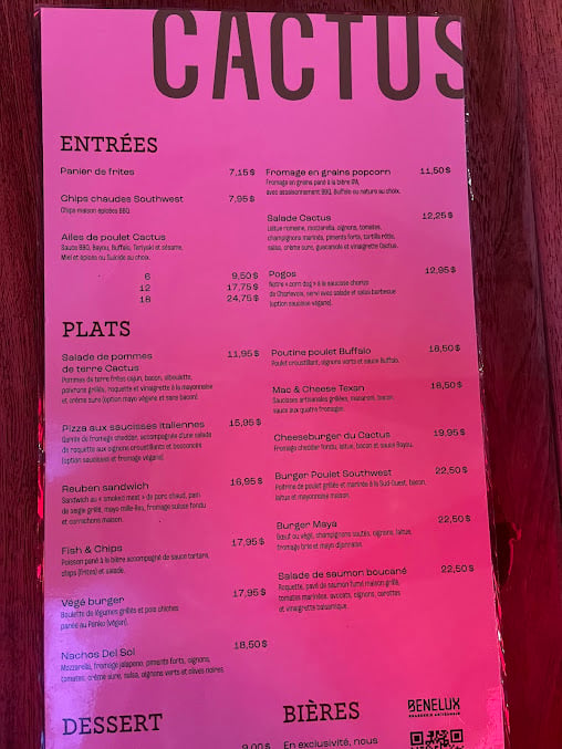 Cactus Restaurant Bar Menu (Updated 05/2026)
