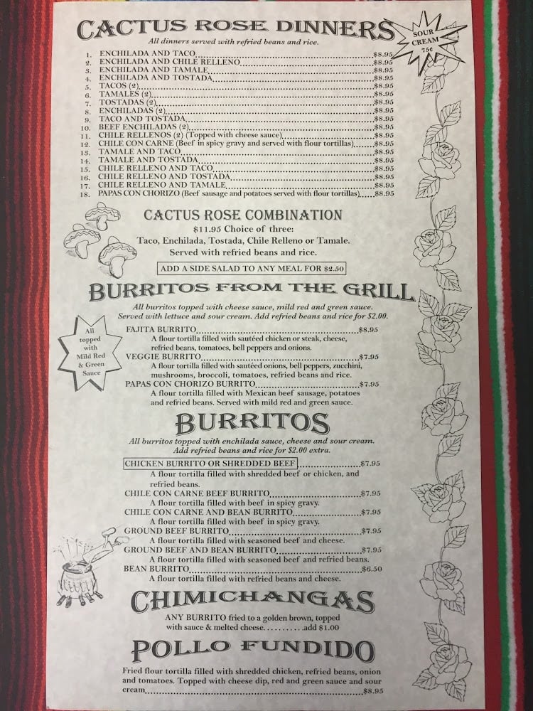 CACTUS ROSE CAFE Menu (Updated 06/2026)